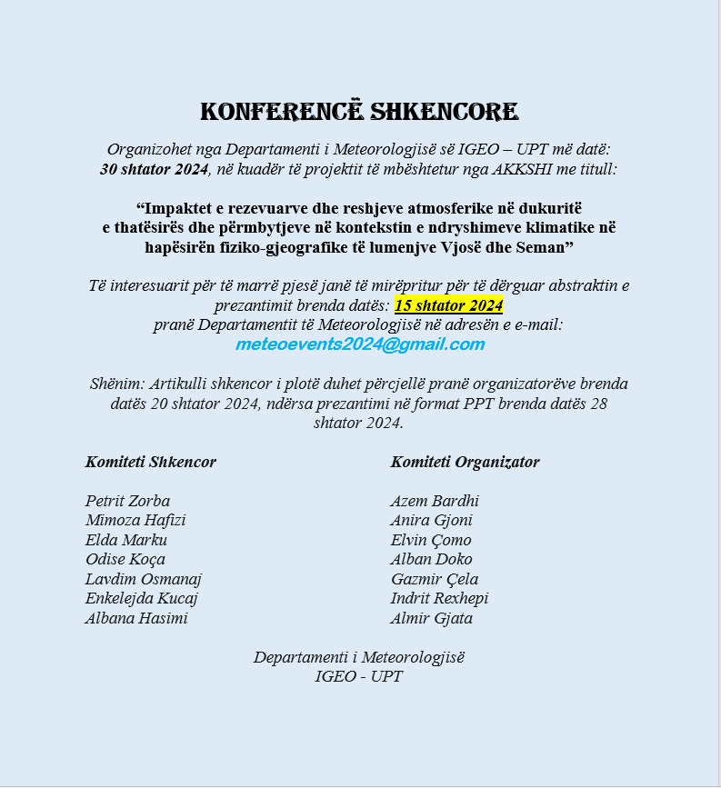 Call for Scientific Conference